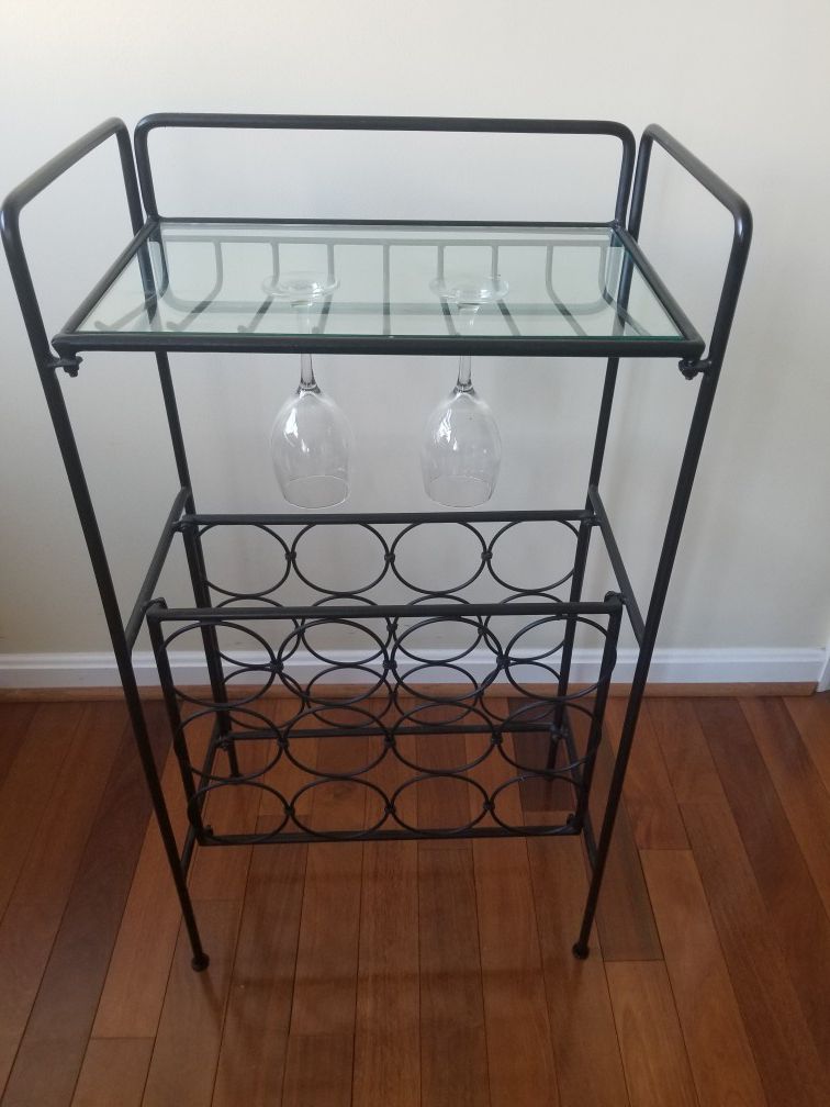 Iron wine rack - holds both your wine bottles and glasses!