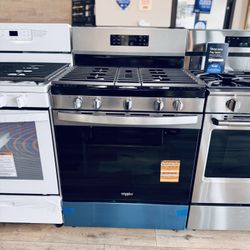 Brand-New Whirlpool Gas Range with Air Cooking Technology and Steam Clean 30-Inch in Stainless Steel - WFGS4530SS