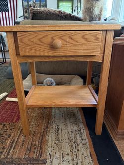 Handmade solid oak side table.