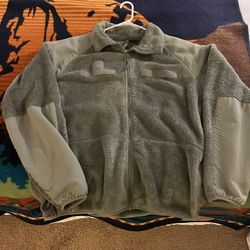 Military Style Olive Green Fleece Jacket