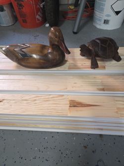 $20 handcarv3d duck & turtle