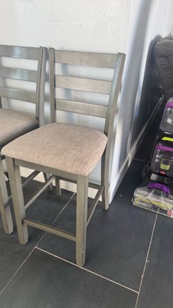 Gray Wood Counter Height Bar Stools – Set of 2