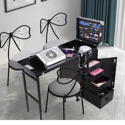 New  Rolling Professional Makeup Case With Table ,mirror,  Drawers For $240