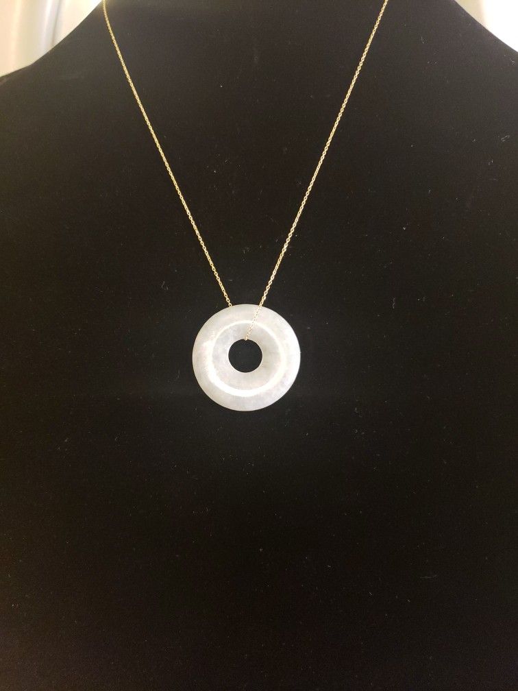 14k Gold Necklace With Jade Pendant