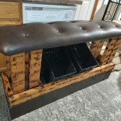 Wooden Bench W/Removable Baskets Underneath! 52" X 29"