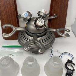 Indoor Mount Ceiling Fan with Lights, Ash/Walnut Blades, Brushed Nickel