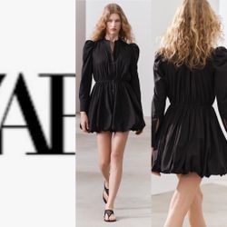 american eagle black and white dress ZARA. Short black dress with ruffles. TL – Hibuy market main image 0
