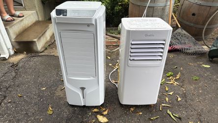 1 portable AC unit and 1 portable swamp cooler