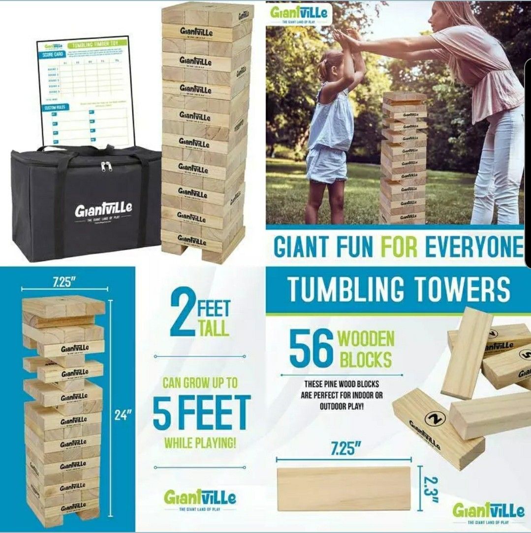 Jenga. Giant Tumbling Timber Toy - Jumbo Wooden Blocks Floor Game