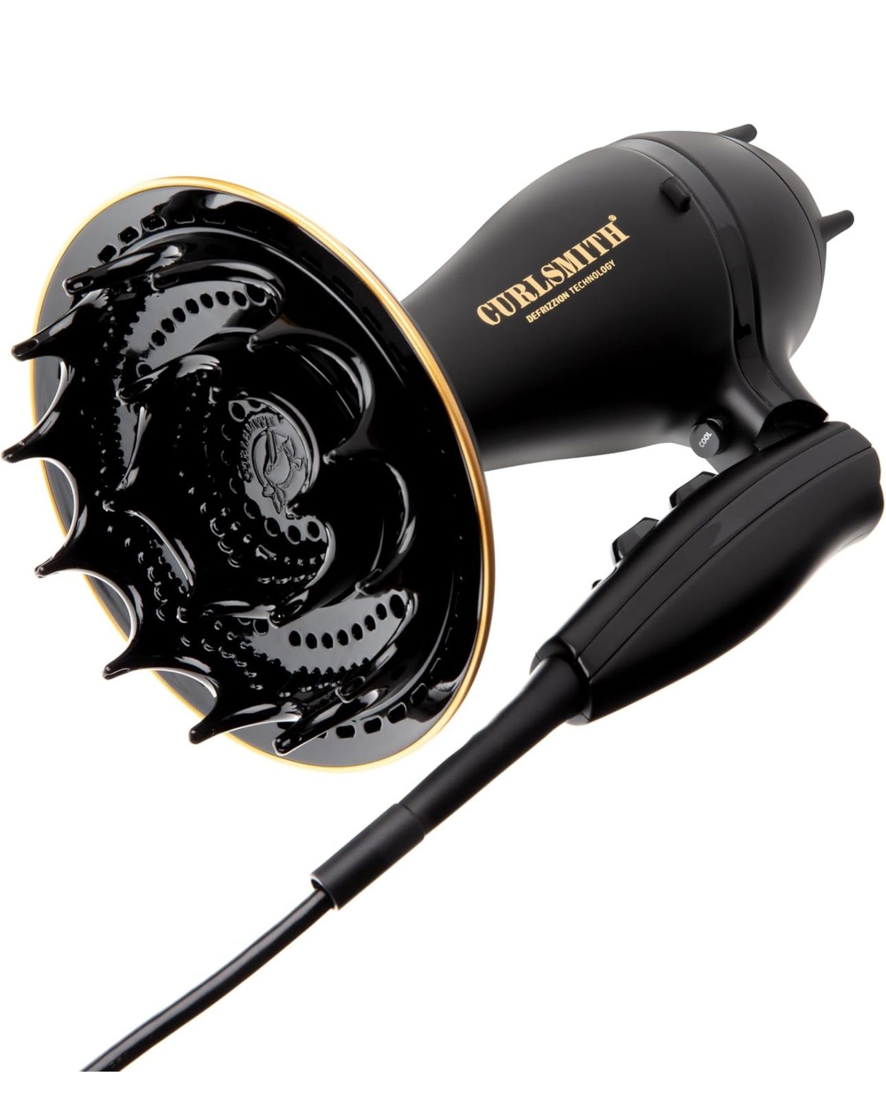 NEW IN BOX - Curlsmith - Defrizzion Travel Hair Dryer with Large Diffuser, for Curly Hair, Reduce Frizz, 3 Speeds, 3 Heat Settings, Infared, Ceramic H