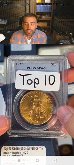 1927 $20 Saint-Gaudens Gold Coin PCGS MS65
