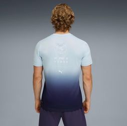 Puma x HYROX Poly Graphic Tee Light Blue Lucite Deep Plum Sz. S NWT
