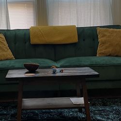 Green Velvet Couch/Futon