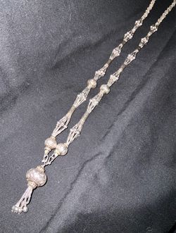 Light weight Silver Decorative 13” Necklace with ball and tassel