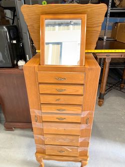 Oak jewelry armoire