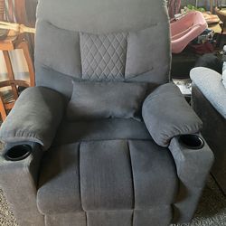Blue lift chair with heat and massage unit