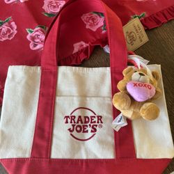Trade Joe’s Red Mini Tote w/ Sweetheart Bear Charm 🐻 💜