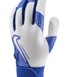 NEW Nike Adult Hyperdiamond Select 2.0 Batting Gloves Royal Silver Size Small