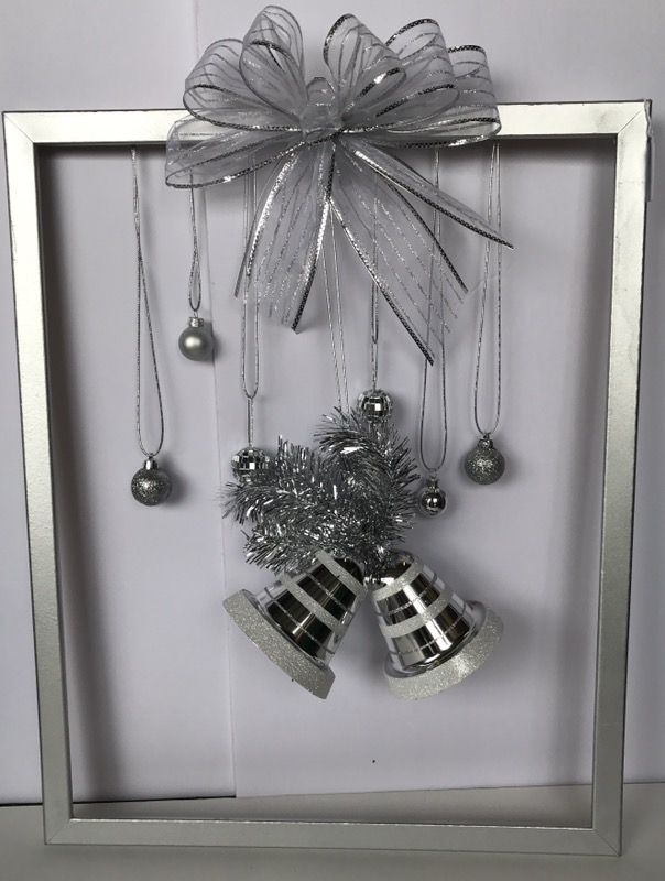 Silver bells framed ornaments, very large