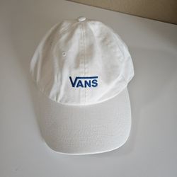 Vans White Hat With Blue Logo