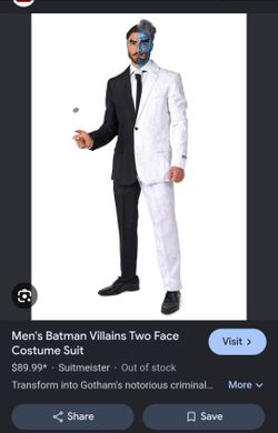 Men's Two-Face Batman Villain Costume Suit