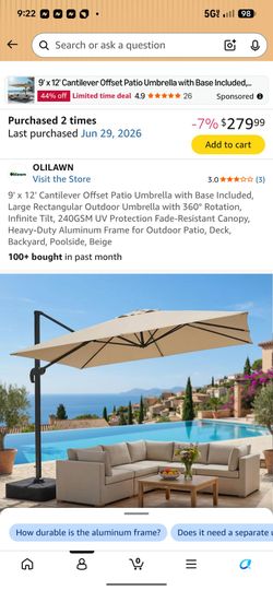 12x8 Cantilever Offset Umbrella (New)