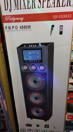 Brand new Bluetooth speaker with screen 4000 watts, 3 speakers 10"