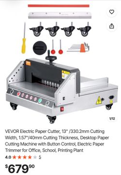 VEVOR Electric Paper Cutter, 13" /330.2mm Cutting Width, 1.57"/40mm Cutting Thickness, Desktop Paper Cutting Machine with Button Control, Electric Pap