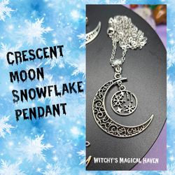 Crescent Moon Snowflake Pendant 