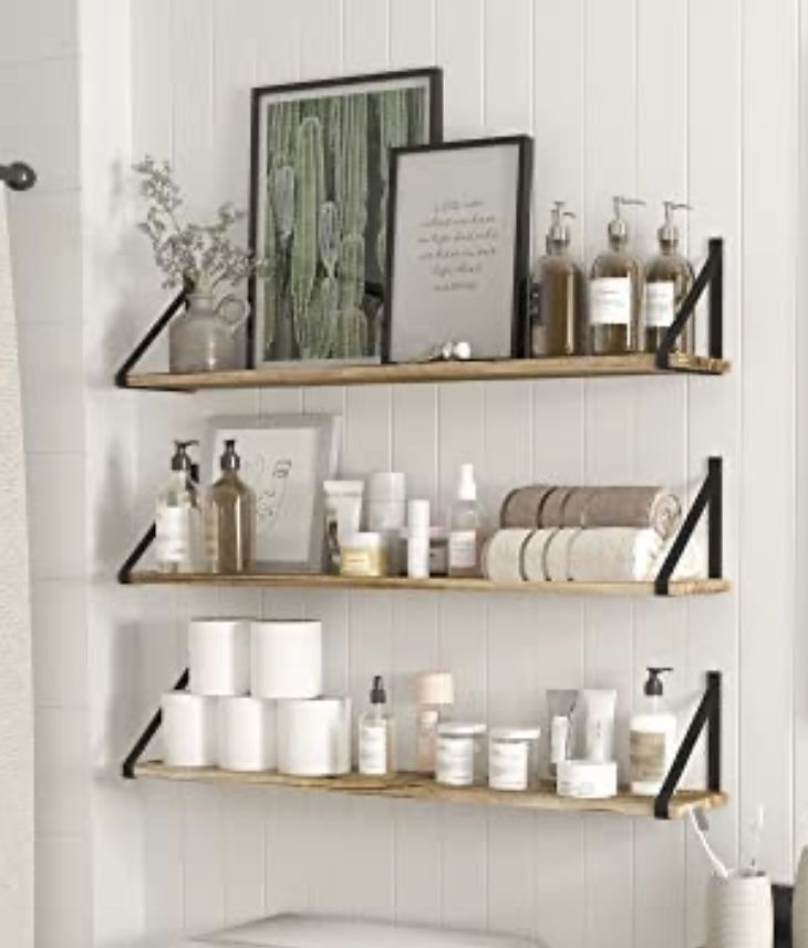 NEW Rustic Floating Shelves With Black Brackets / Wooden Floating Shelves / Farmhouse Shelves / Boho