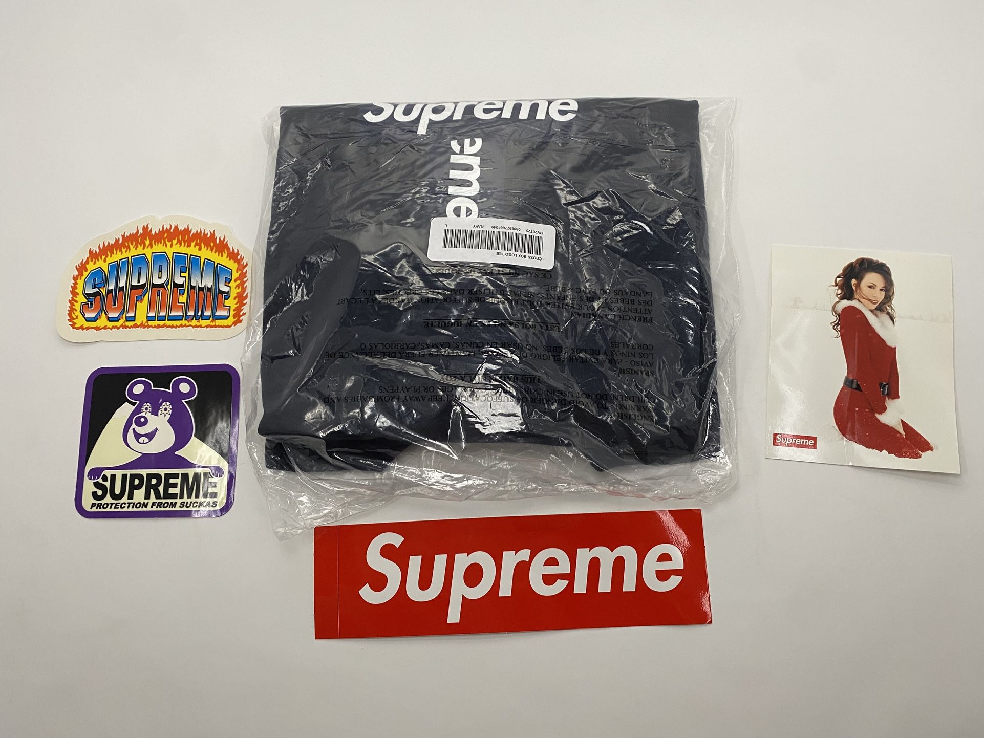 Supreme Cross Box Logo Tee Navy Size L Large NWT FW20