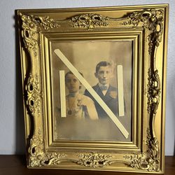 Antique Picture With Gold  Frame 