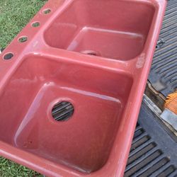 Kolar Red castiron Sink And New Faucet