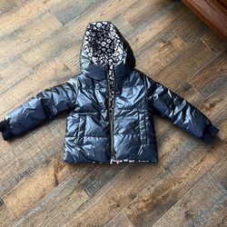 Jcrew Girls’ Metallic Blue Puffer. Reversible!