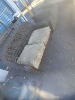 Outdoor Wicker Loveseat with Cushions