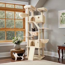 81 Inch Multilevel Larger Cat Condo Beige NEW