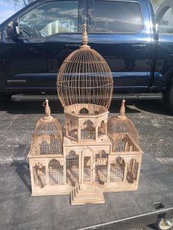VINTAGE FRENCH VICTORIAN CENTRAL DOME TAJ MAHAL CATHEDERAL STYLE BIRDCAGE OR HOME DECOR 36"  High by  24" Across