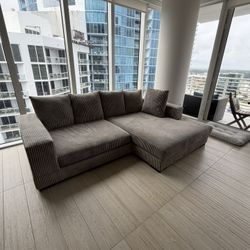 Gray Corduroy Sectional