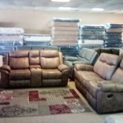 New Recliner Sofa And Loveseat Brown Nuevos Reclinables 