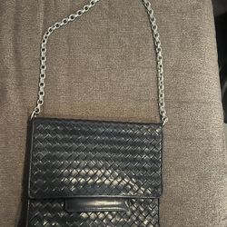 Vintage Black Bottega Intrecciato Shoulder Bag
