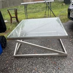 Metal Coffee Table w/ Glass Top