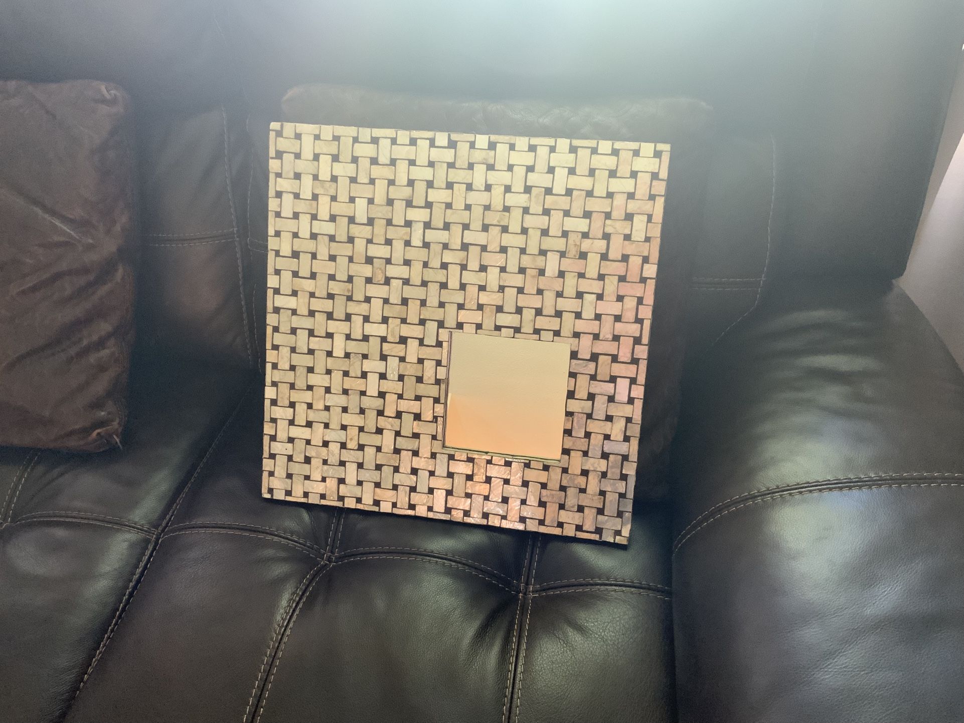 Mosaic, Mother Of Pearl Shell Inlay Mirror 16 X 16