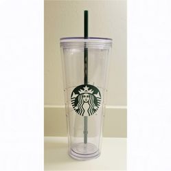 Starbucks Venti Reusable Double Wall Cold Cup Tumbler New with Straw 24oz