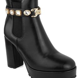 Juicy Couture Womens Python Leather High Heel Ankle Boot Bootie Black 7.5 NIB