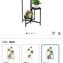 4 Tier Plant Stand Indoor Outdoor, 31 Inch Tall Metal Plant Shelf Waterproof, Plant Holder with Folding Design For Home, Living Room, Black