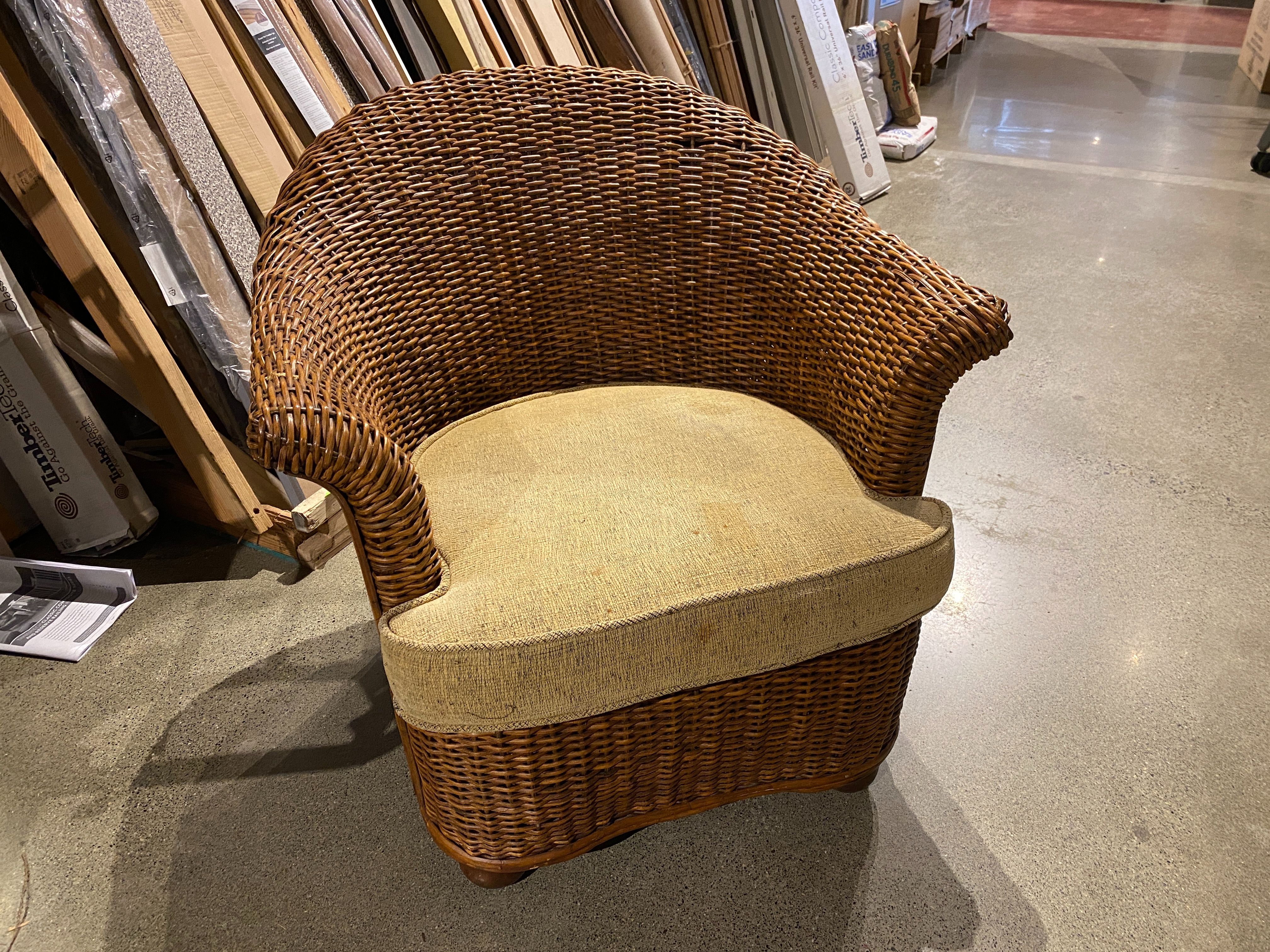 PALECEK Woven Wicker Lounge Chair