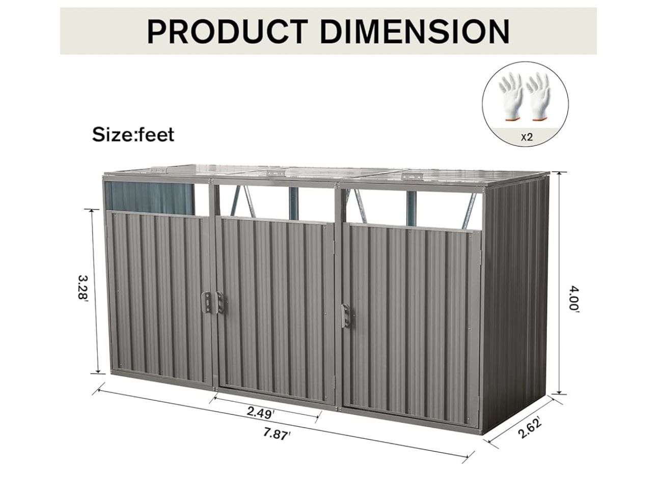 Outdoor 3 Trash Can Storage Shed