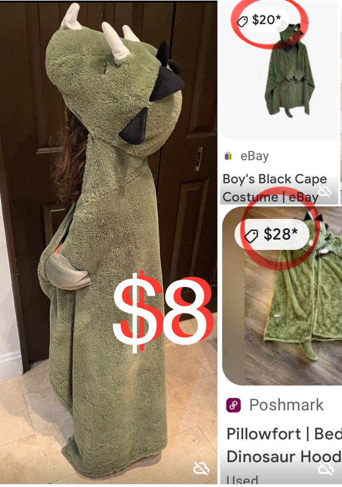 $8 Like New Large Dinosaurs 🦖 Hooded Cape/Blanket bedding or play costume play and warm time