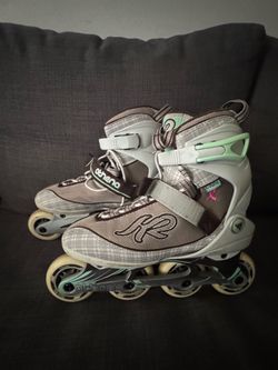 K2 Athena Inline Skates, Bell Helmet, and Wrist Guards