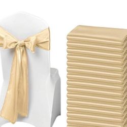 Champagne Gold Chair Sashes 100 Pcs